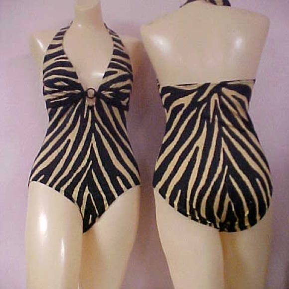 Roxanne | Swim | Brown Animal Print Halter Swimsuit E8191 Roxanne ...